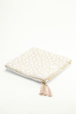 Tassel-Trim Embroidered Tablecloth