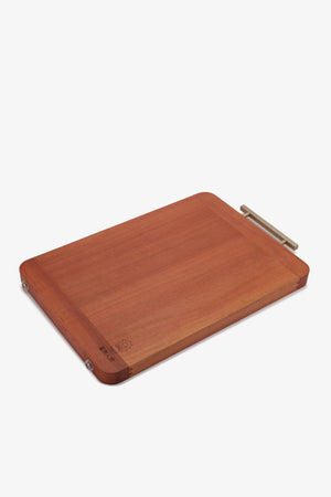 Gold Handle Wooden Serving Tray