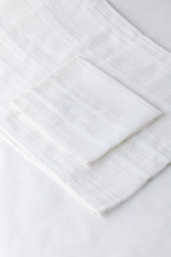 Tufted White Table Runner