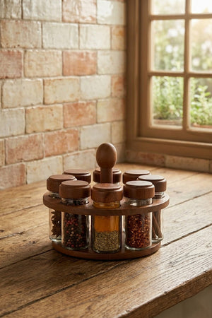 Wooden Circle Spice Holder