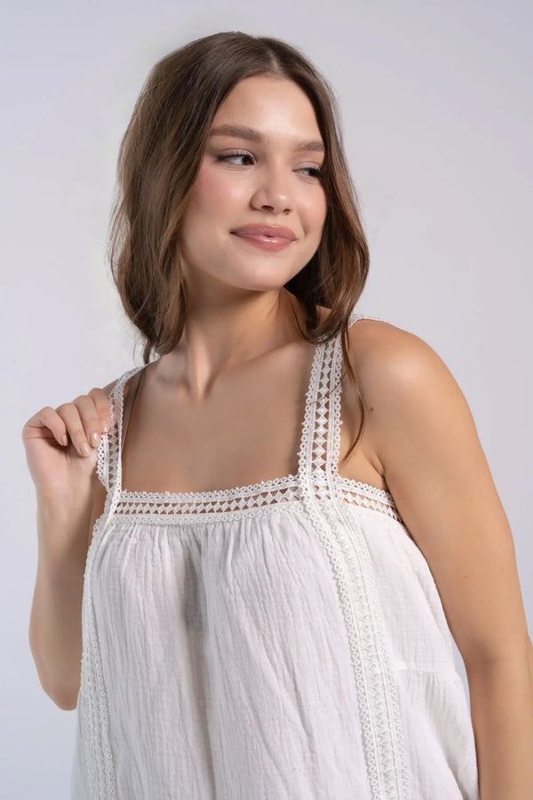 Cozy Crochet-Detail Nightgown - Carina Home