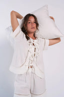 Lace-Up Cotton Pyjama Set - Carina Home