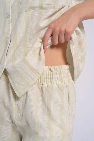 Striped Front Buttons Pyjama Set - Carina Home