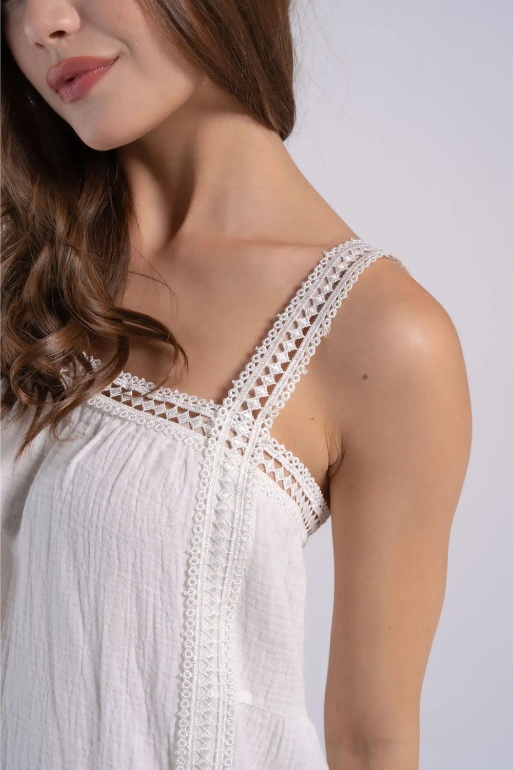 Cozy Crochet-Detail Nightgown - Carina Home