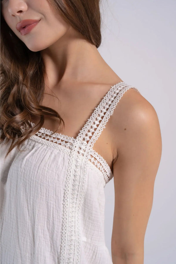 Cozy Crochet-Detail Nightgown - Carina Home