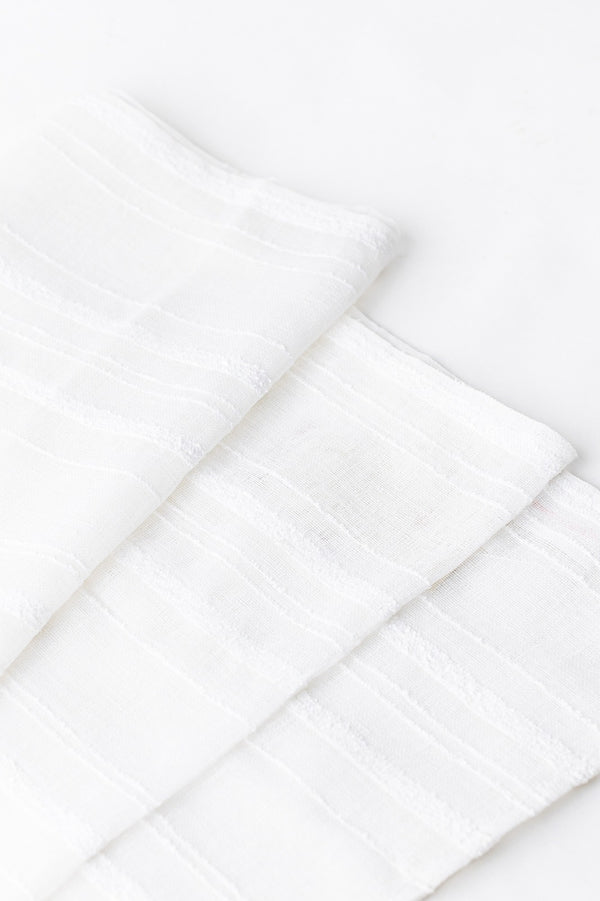 Tufted White Table Runner