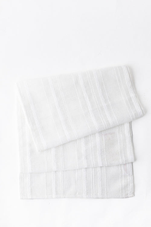 Tufted White Table Runner