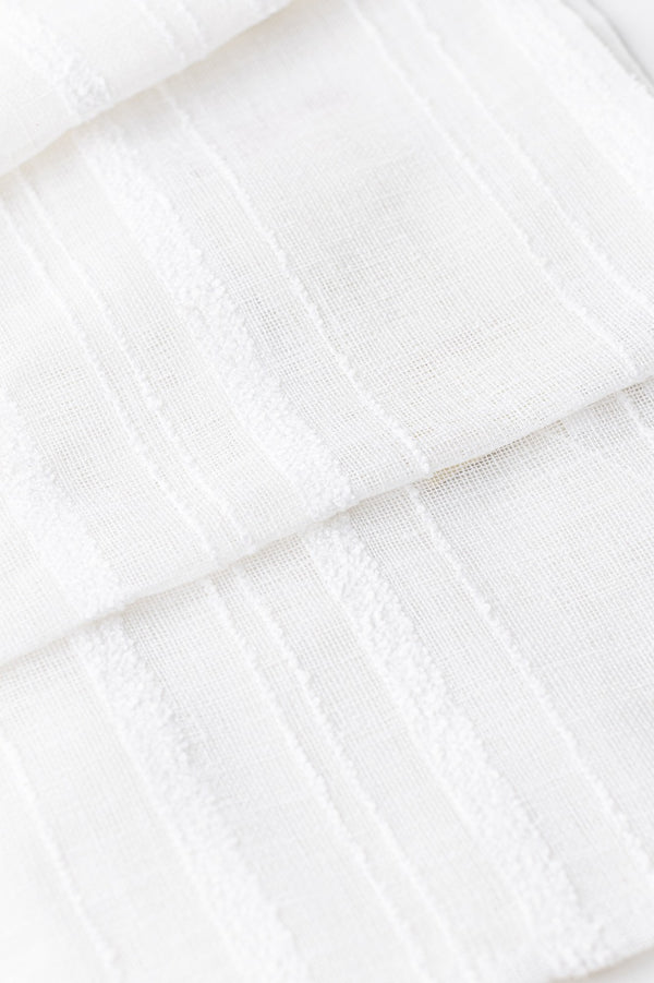 Tufted White Table Runner